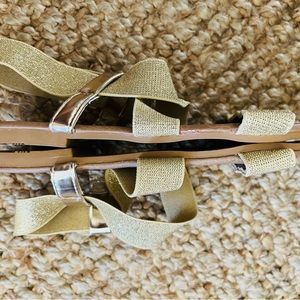 Gold flat sandals . Nwot never worn. Size 35. Comfy chic look.